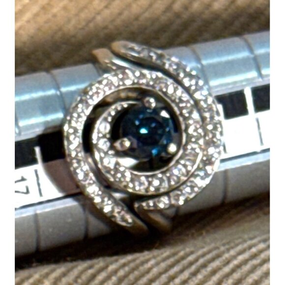 Na Hoku 14K Gold Fancy Blue Diamond Halo Engagement Ring & Wedding Band Set - Picture 15 of 15